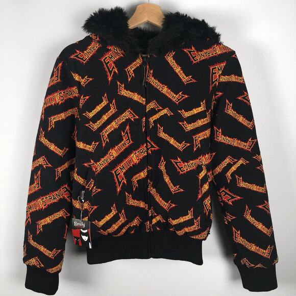 Rare 2008 Emily The Strange Bomber Jacket Coat Mall Goth Emo Vintage Hot Topic - Picture 3 of 16